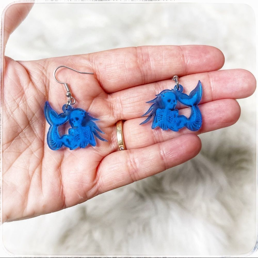 Mermaid skeleton acrylic earrings